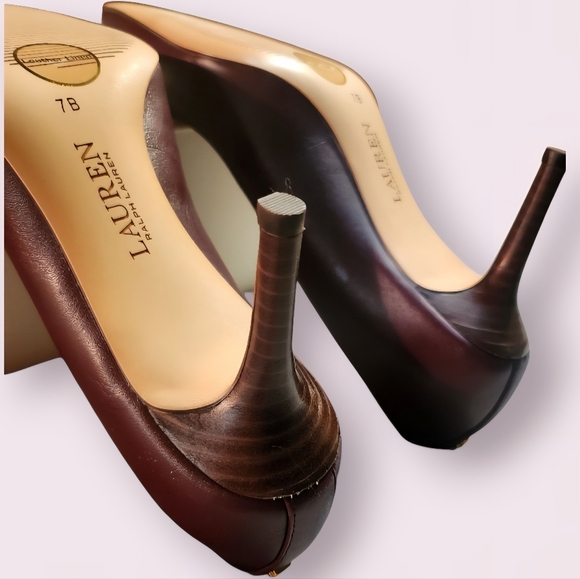 Women's Lauren Ralph Lauren Lanette Red Soft Nappa Pointed Toe Mid Heel Shoes 7B - Picture 9 of 16